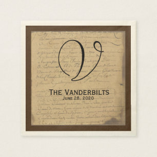 Serviette En Papier Lettre d'amour vintage Fleur de Lis Mariage servie