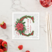 Serviette En Papier Lettre de Noël géante C blanc brillant rouge vert (En situation)