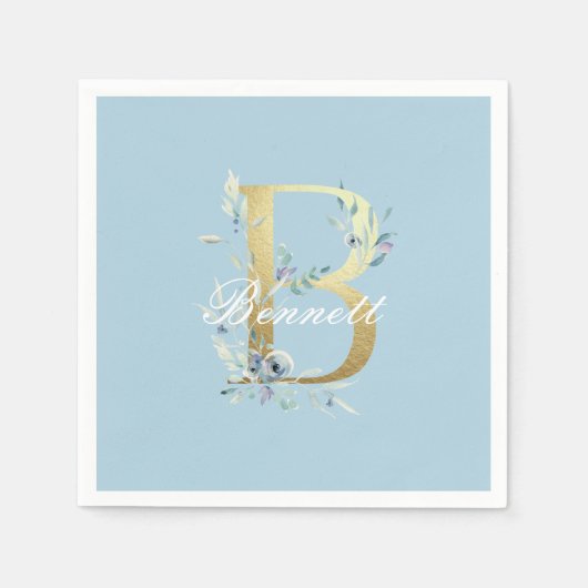 Serviette En Papier Lettre d'or "B" personnalisable (Devant)