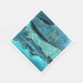 Serviette En Papier Lettre d'or bleu Turquoise d'Agate Aqua Turquoise (Coin)