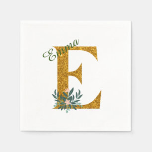 SERVIETTE EN PAPIER LETTRE E MONOGRAMME D'OR