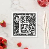 Serviette En Papier Lettre E Monogramme médiéval Art Nouveau (En situation)