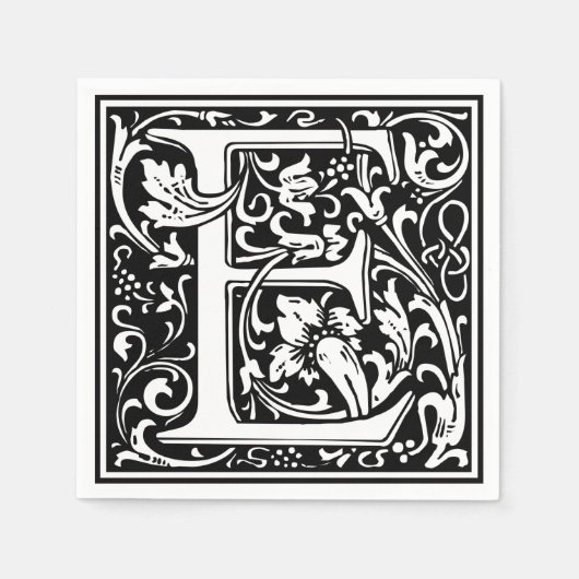 Serviette En Papier Lettre E Monogramme médiéval Art Nouveau (Devant)