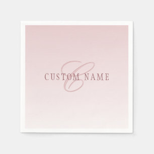 Serviette En Papier Lettre Élégante & Monogramme Rose Ombré
