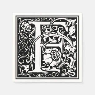 Serviette En Papier Lettre F Médiévale Monogramme Art Nouveau