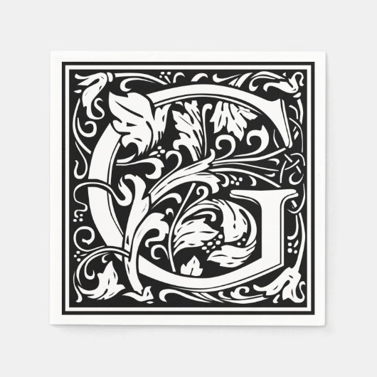 Serviette En Papier Lettre G Monogramme médiéval Art Nouveau (Devant)