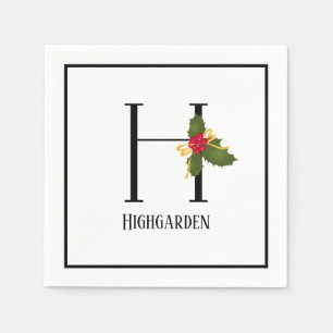 Serviette En Papier Lettre H Monogramme Holly H Papier personnalisé