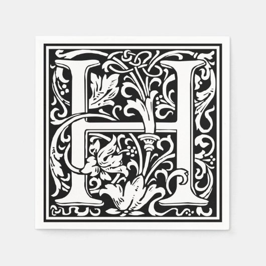 Serviette En Papier Lettre H Monogramme médiéval Art Nouveau (Devant)