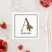 Serviette En Papier Lettre Holiday Holly Monogram A Papier personnalis (En situation)