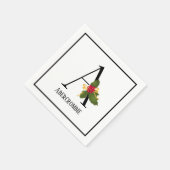 Serviette En Papier Lettre Holiday Holly Monogram A Papier personnalis (Coin)