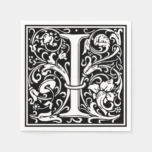 Serviette En Papier Lettre I Monogramme médiéval Art Nouveau