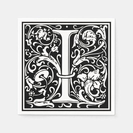 Serviette En Papier Lettre I Monogramme médiéval Art Nouveau (Devant)