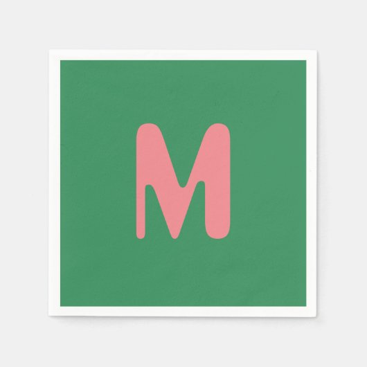 Serviette En Papier LETTRE INITIALE CLAIRE | Vert algues (Devant)