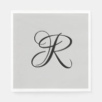 Lettre initiale de calligraphie 3D noire | Gris pa