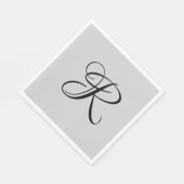 Serviette En Papier Lettre initiale de calligraphie 3D noire | Gris pa (Coin)