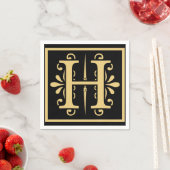 Serviette En Papier Lettre initiale d'or H Monogramme (En situation)