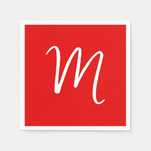 Serviette En Papier Lettre initiale Monogramme élégant Rouge Blanc (Devant)