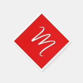 Serviette En Papier Lettre initiale Monogramme élégant Rouge Blanc (Coin)