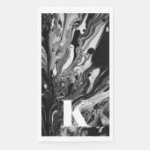 Serviette En Papier Lettre initiale Monogramme Noir noir blanc d'encre (Devant)
