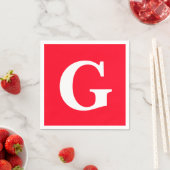 Serviette En Papier Lettre initiale Monogramme Rouge Blanc Plaine Simp (En situation)