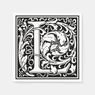 Serviette En Papier Lettre L Monogramme Art Nouveau Médiéval