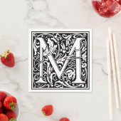 Serviette En Papier Lettre M Monogramme médiéval Art Nouveau (En situation)