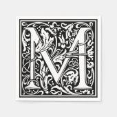 Serviette En Papier Lettre M Monogramme médiéval Art Nouveau (Devant)