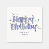 Serviette En Papier Lettré main Dusty Bleu Joyeux anniversaire (Devant)