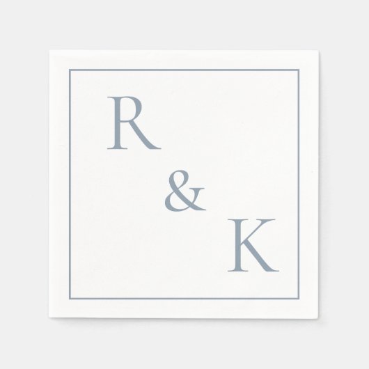 Serviette En Papier LETTRE Mariage 2025 LETTRE MONOGRAPHIQUE Bleu Dust (Devant)