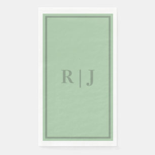 Serviette En Papier LETTRE Mariage de script Sage vert monogramme Init