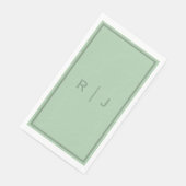 Serviette En Papier Lettre Mariage du script de monogramme vert Sage (Coin)