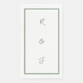 Serviette En Papier LETTRE Mariage Sage Green Script Monogramme Initia (Devant)