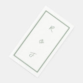 Serviette En Papier LETTRE Mariage Sage Green Script Monogramme Initia (Coin)