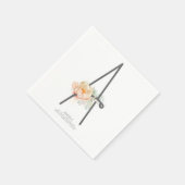 Serviette En Papier Lettre Monogram Blush Peach Floral CR (Coin)