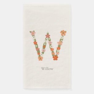 Serviette En Papier Lettre monogramme alphabétique floral " W"