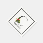 Serviette En Papier Lettre Monogramme C Holiday Holly Papier personnal (Coin)