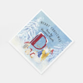 Serviette En Papier Lettre monogramme D mignon Angel Snowman Noël (Coin)