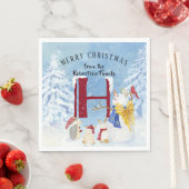 Serviette En Papier Lettre monogramme H Arbres d'hiver Noël Snowman (En situation)