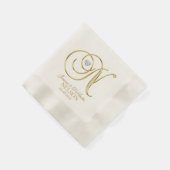 Serviette En Papier Lettre Monogramme personnalisée N Mariage de coeur (Coin)