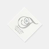 Serviette En Papier Lettre Monogramme personnalisée T Mariage argent (Coin)