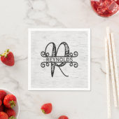 Serviette En Papier Lettre monogramme R avec nom de famille (En situation)