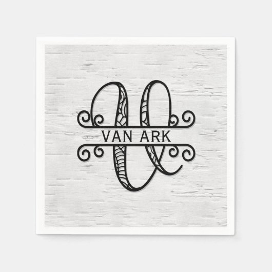 Serviette En Papier Lettre monogramme V avec nom de famille (Devant)