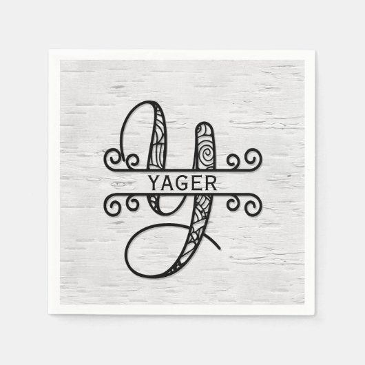 Serviette En Papier Lettre monogramme Y avec nom de famille (Devant)