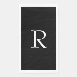 Serviette En Papier Lettre monogrammes Fête des mariées Mariage noir b