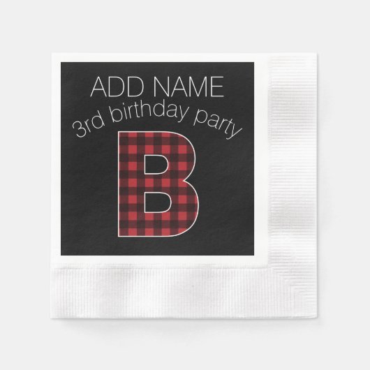 Serviette En Papier Lettre monographie B - buffle plaid rouge noir (Devant)