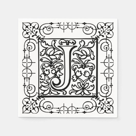 Serviette En Papier Lettre monographie J (Devant)