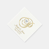 Serviette En Papier Lettre monographique personnalisée P Mariage blanc (Coin)