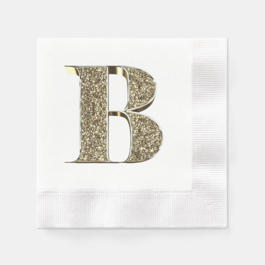 SERVIETTE EN PAPIER LETTRE MONOMOBILE INITIALE B ÉCLAIRÉE D'OR (Devant)