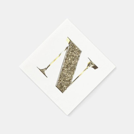 SERVIETTE EN PAPIER LETTRE MONOMOBILE INITIALE N ÉCLAIRÉE D'OR (Coin)