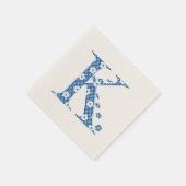 Serviette En Papier LETTRE Motif Fleur K(bleu) (Coin)